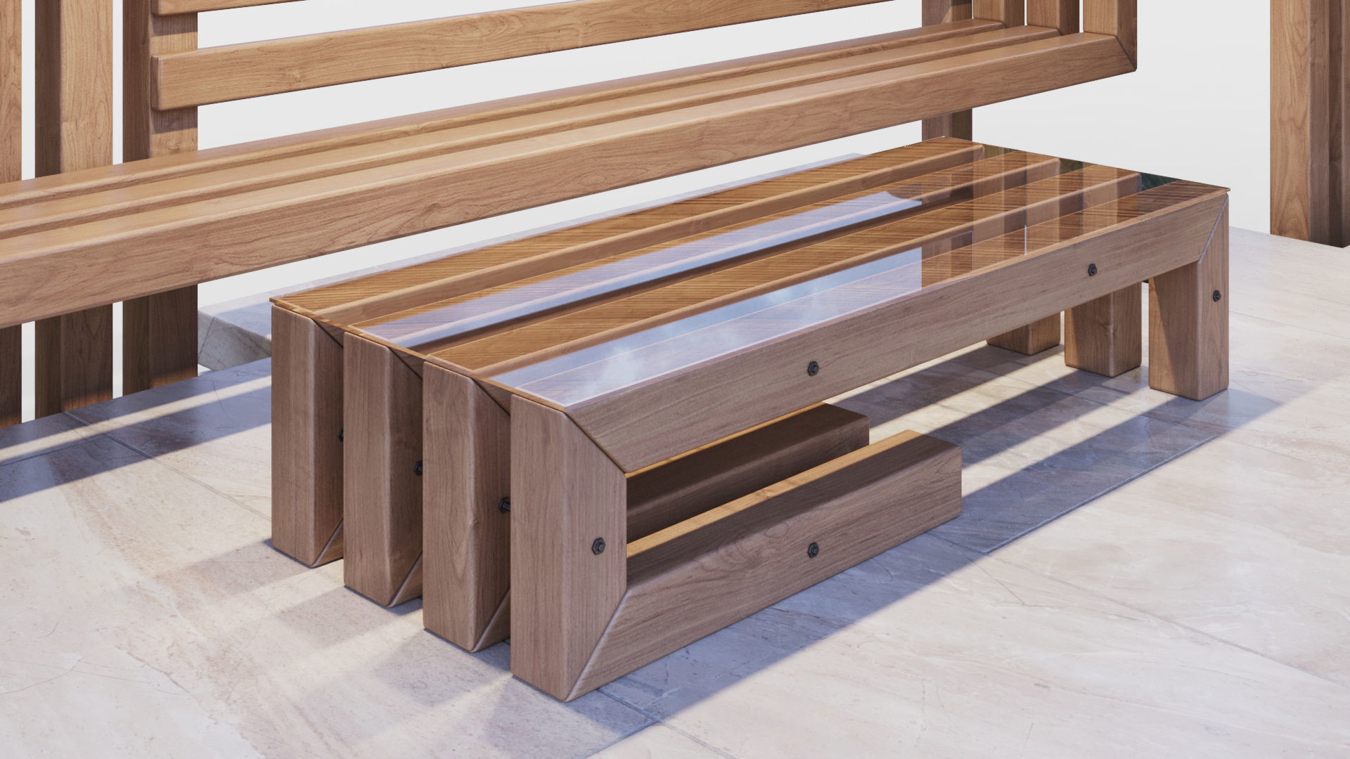 Gazebo with summer kitchen and multi-level roof 3D model_16