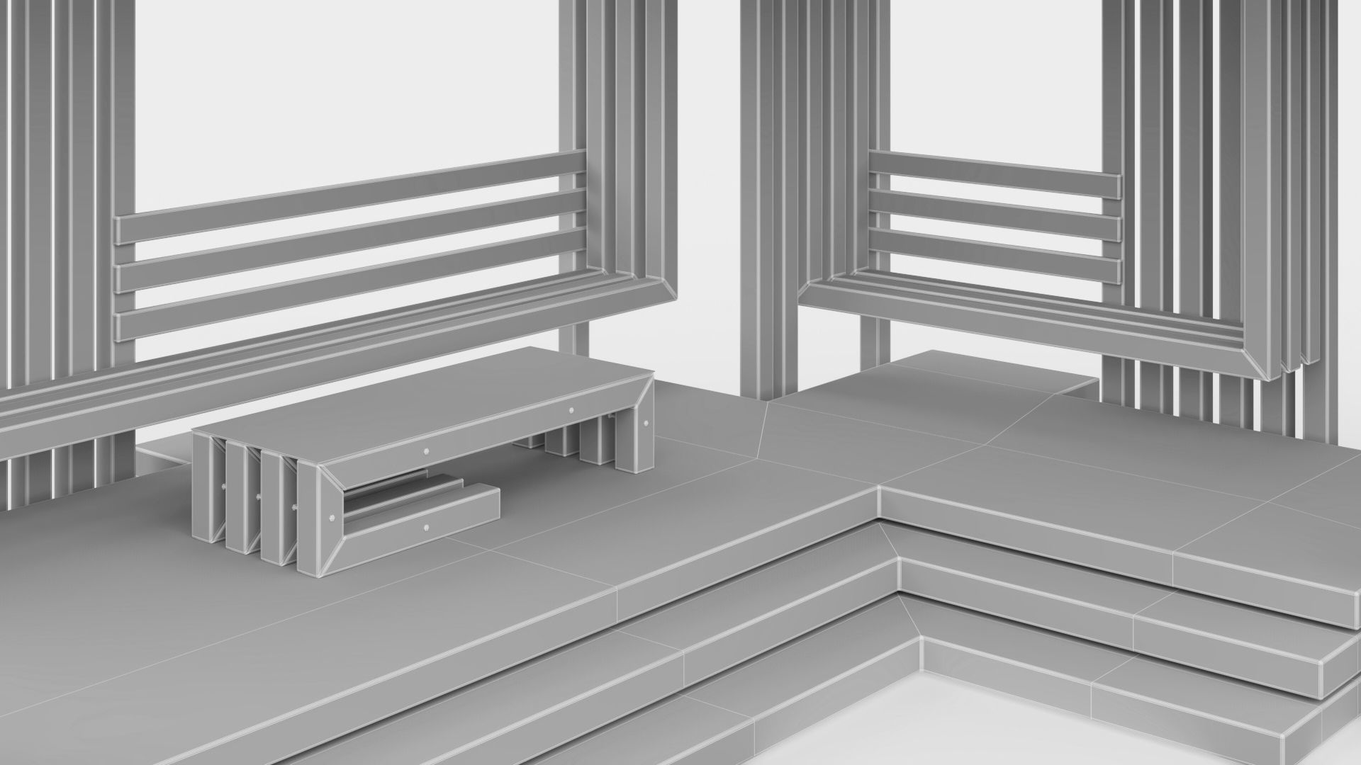 Gazebo with summer kitchen and multi-level roof 3D model_39