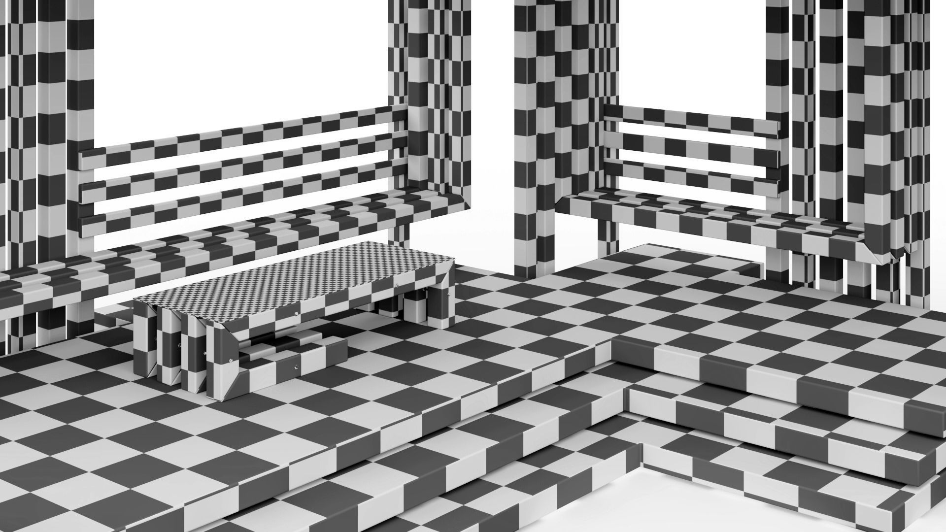 Gazebo with summer kitchen and multi-level roof 3D model_58