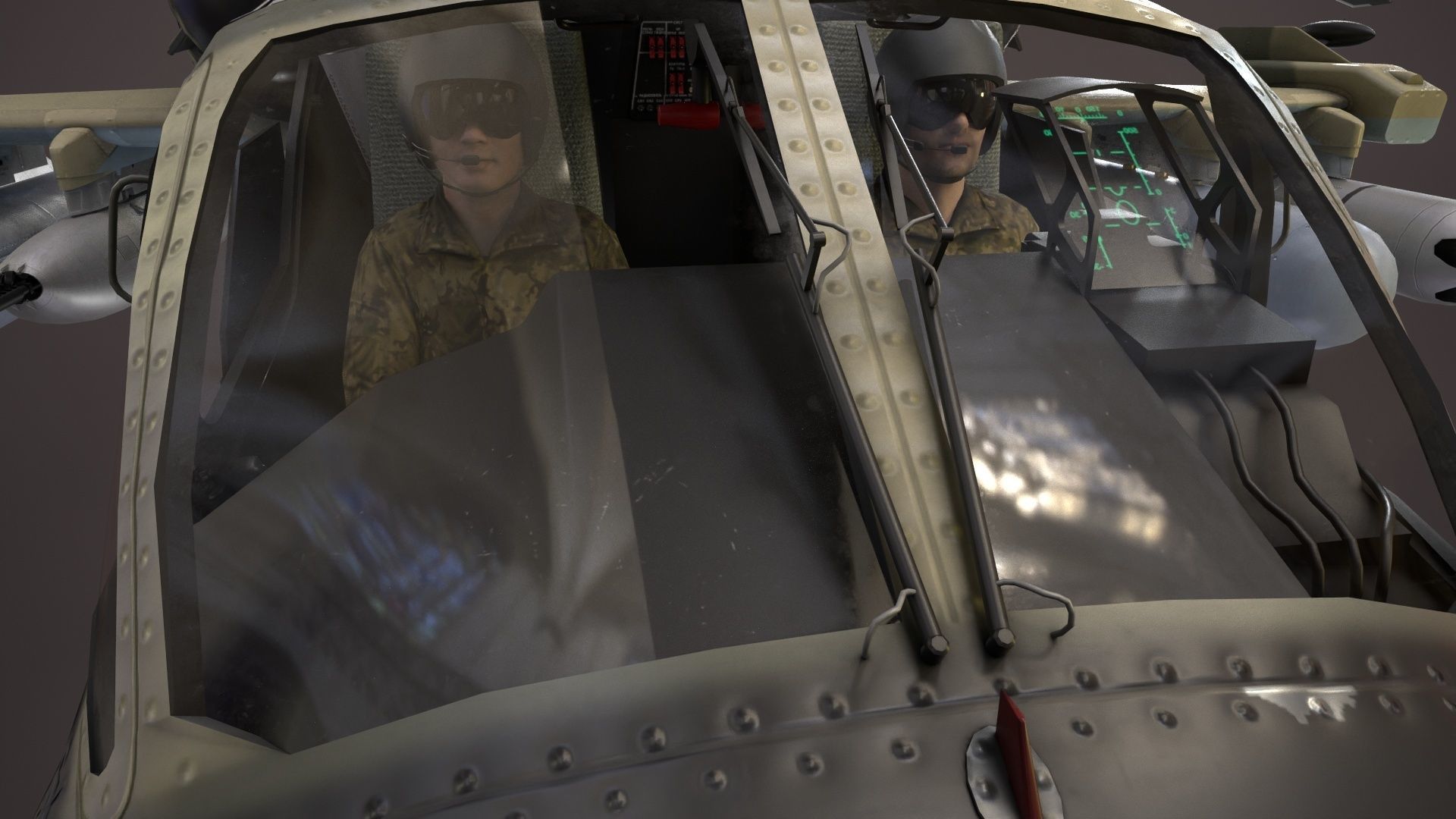 Kamov Ka-52 Alligator Camo Basic Animation Low-poly 3D model_10