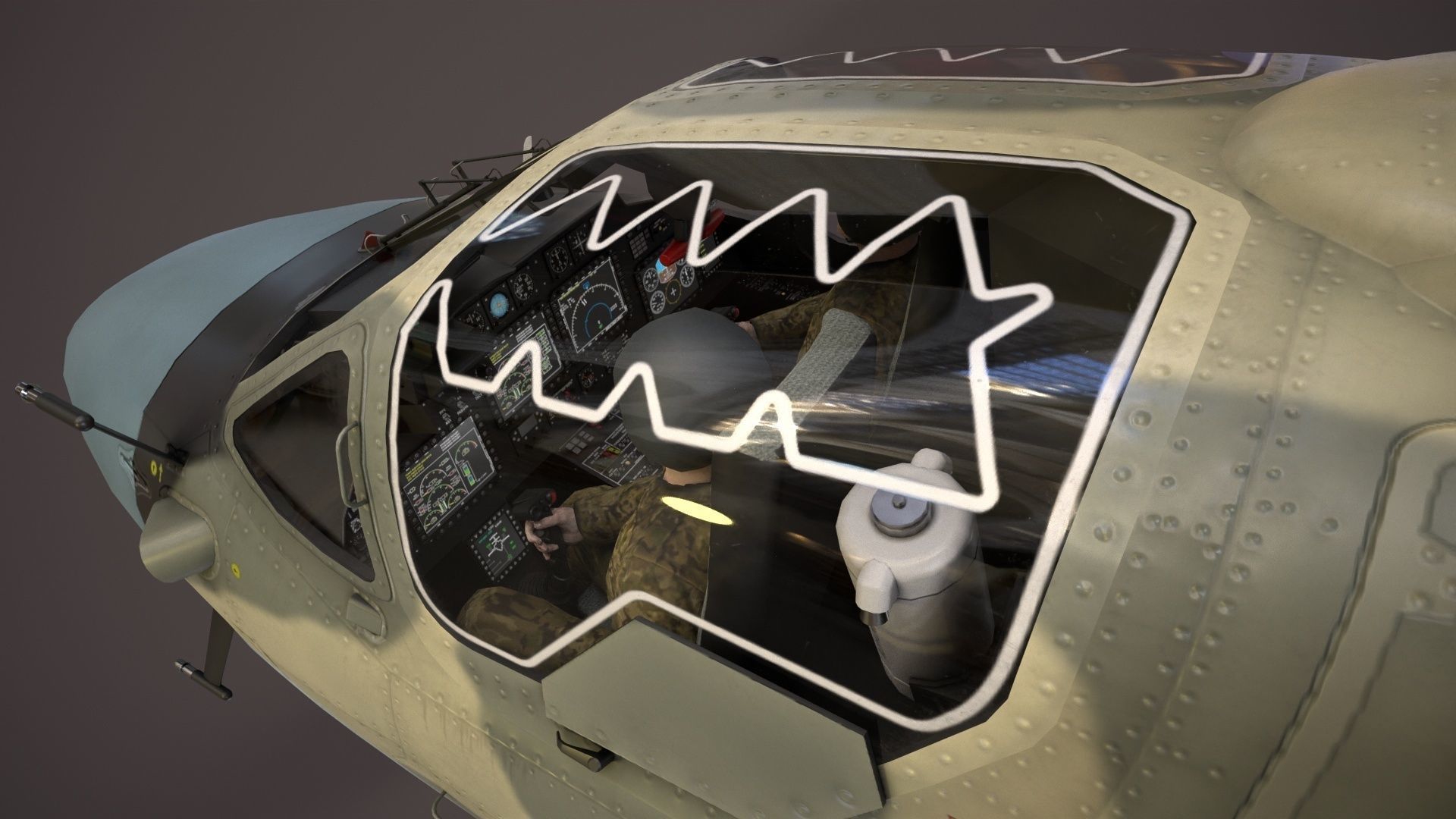 Kamov Ka-52 Alligator Camo Basic Animation Low-poly 3D model_11