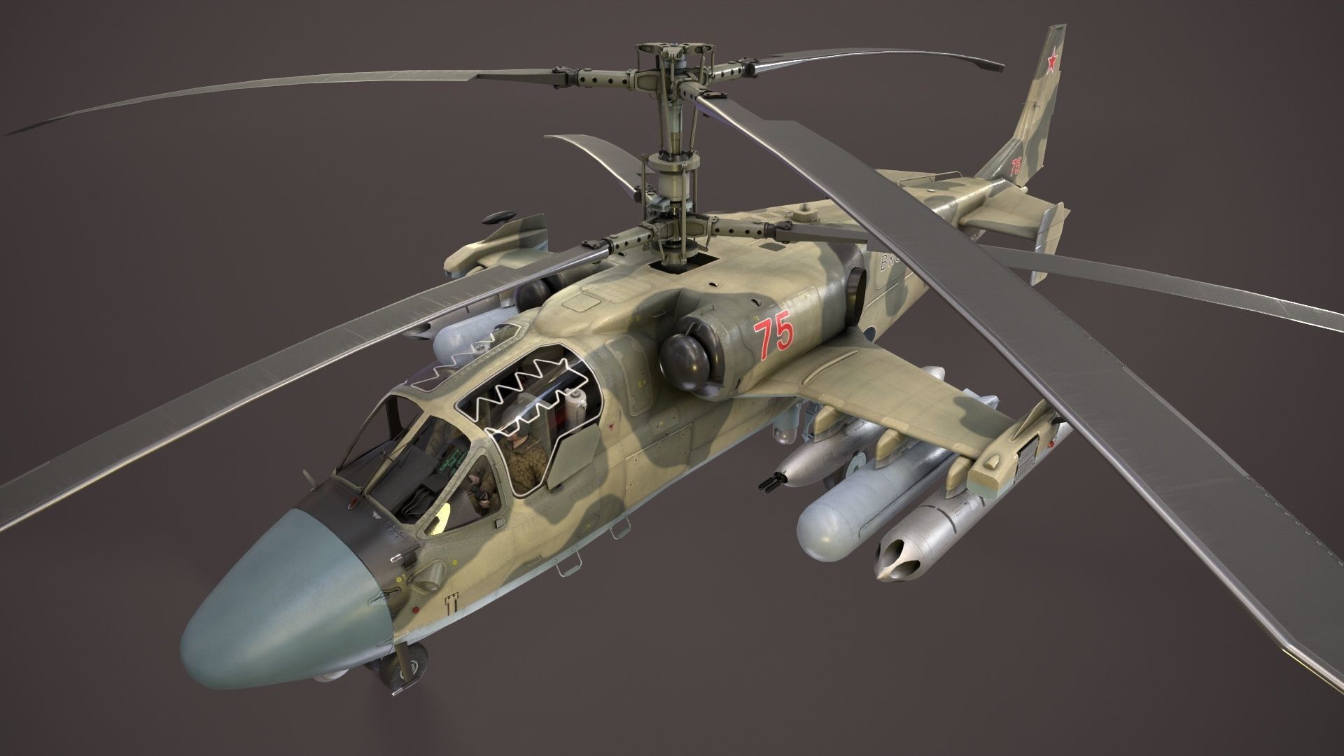 Kamov Ka-52 Alligator Camo Basic Animation Low-poly 3D model_1