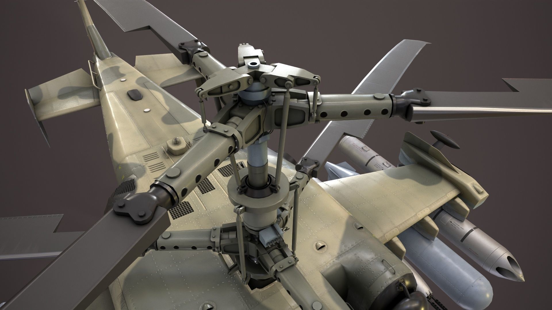 Kamov Ka-52 Alligator Camo Basic Animation Low-poly 3D model_8