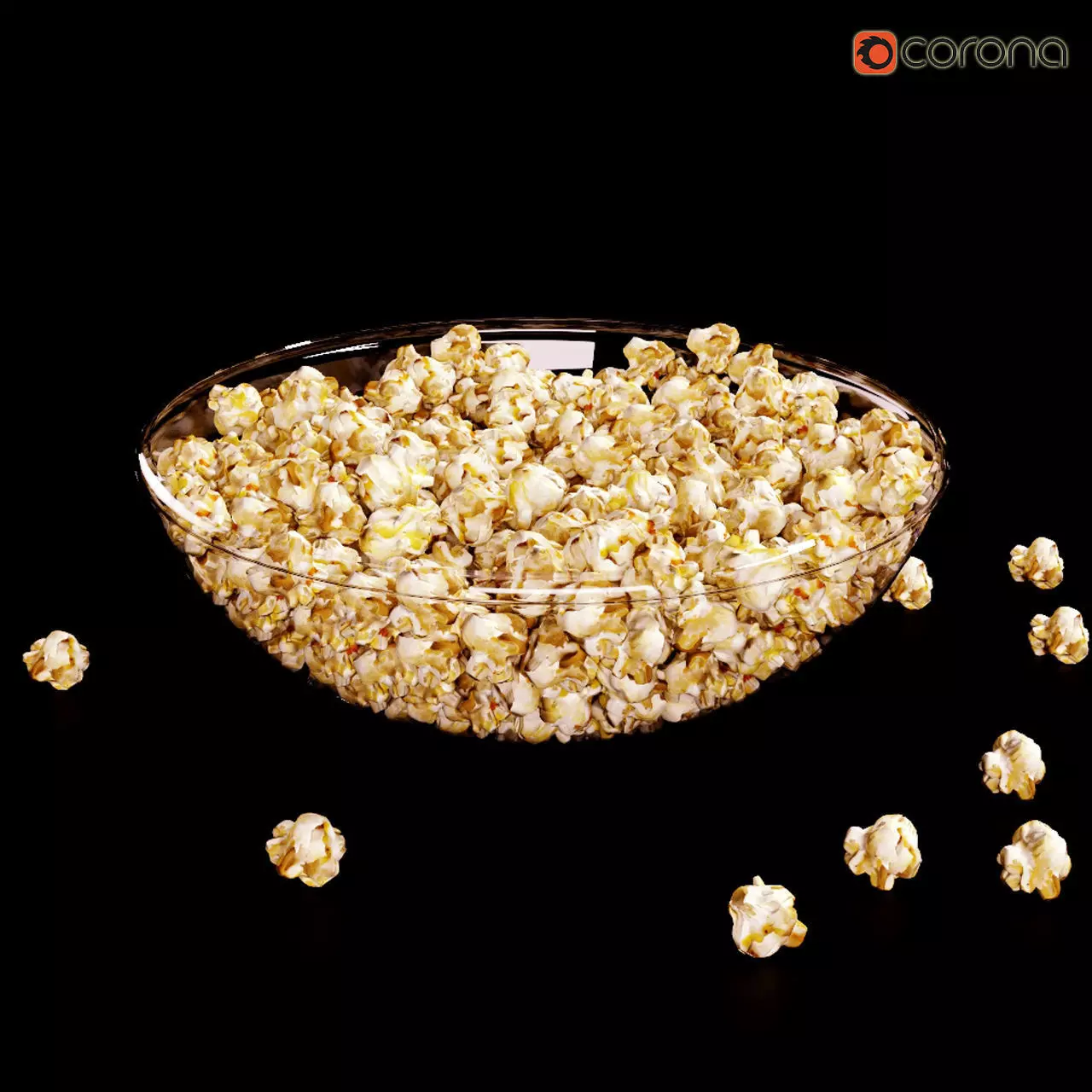 Popcorn in bowl 3D model