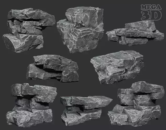 Gray Sharp Rock 221029 - Ultra HD 16K Textures Low-poly 3D model