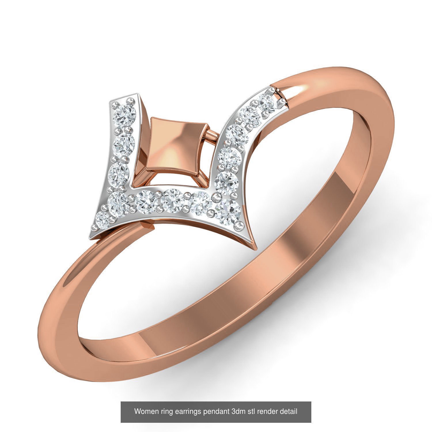 164 Women ring earrings pendant 3dm stl render detail  3D Model Collection_70