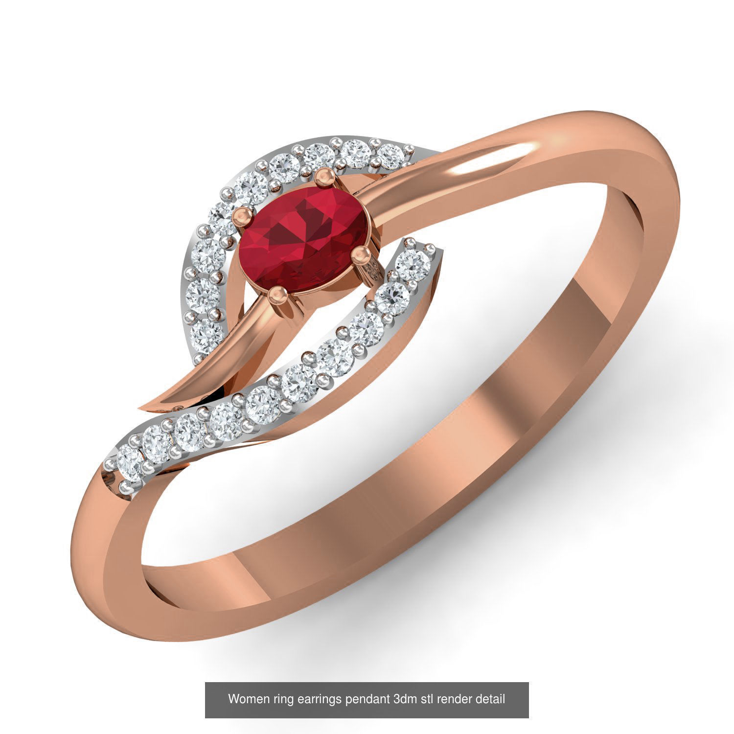 164 Women ring earrings pendant 3dm stl render detail  3D Model Collection_11