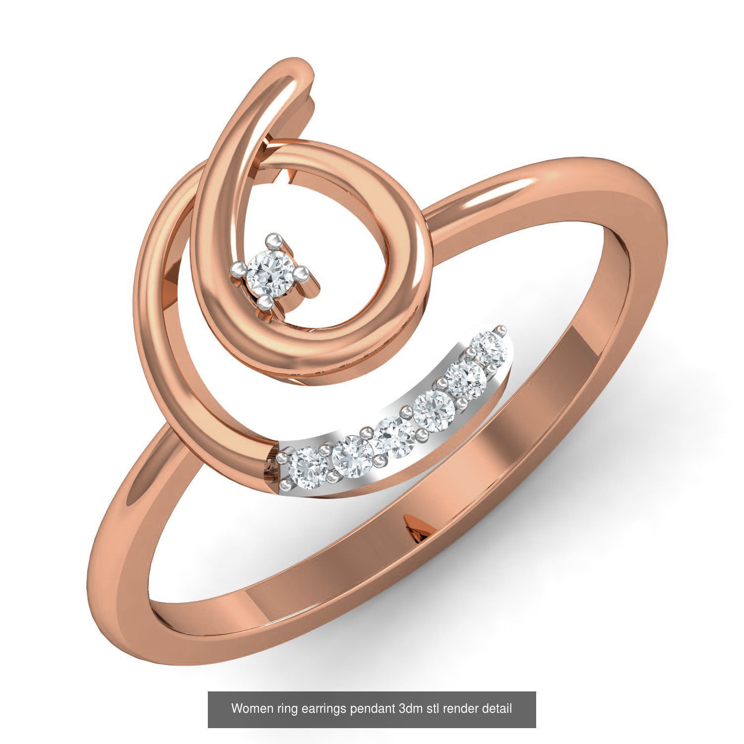164 Women ring earrings pendant 3dm stl render detail  3D Model Collection_127