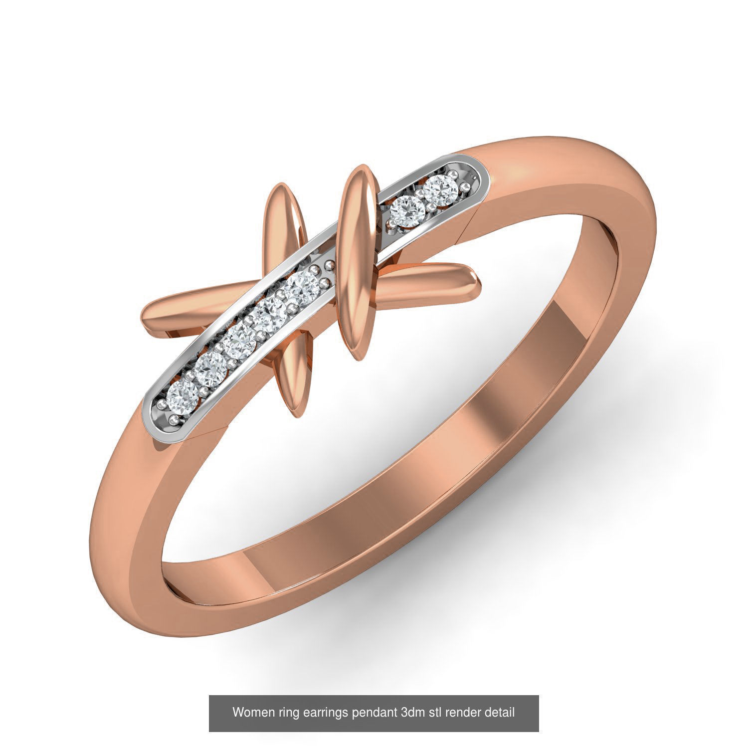 164 Women ring earrings pendant 3dm stl render detail  3D Model Collection_68