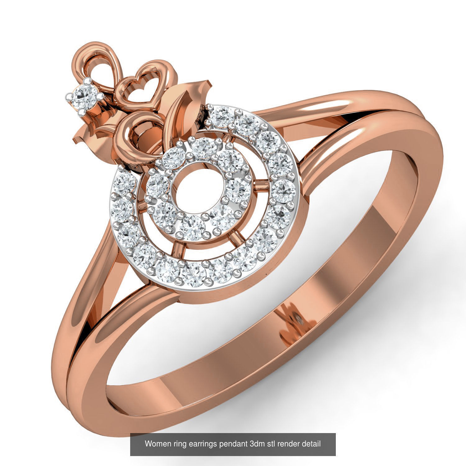 164 Women ring earrings pendant 3dm stl render detail  3D Model Collection_21