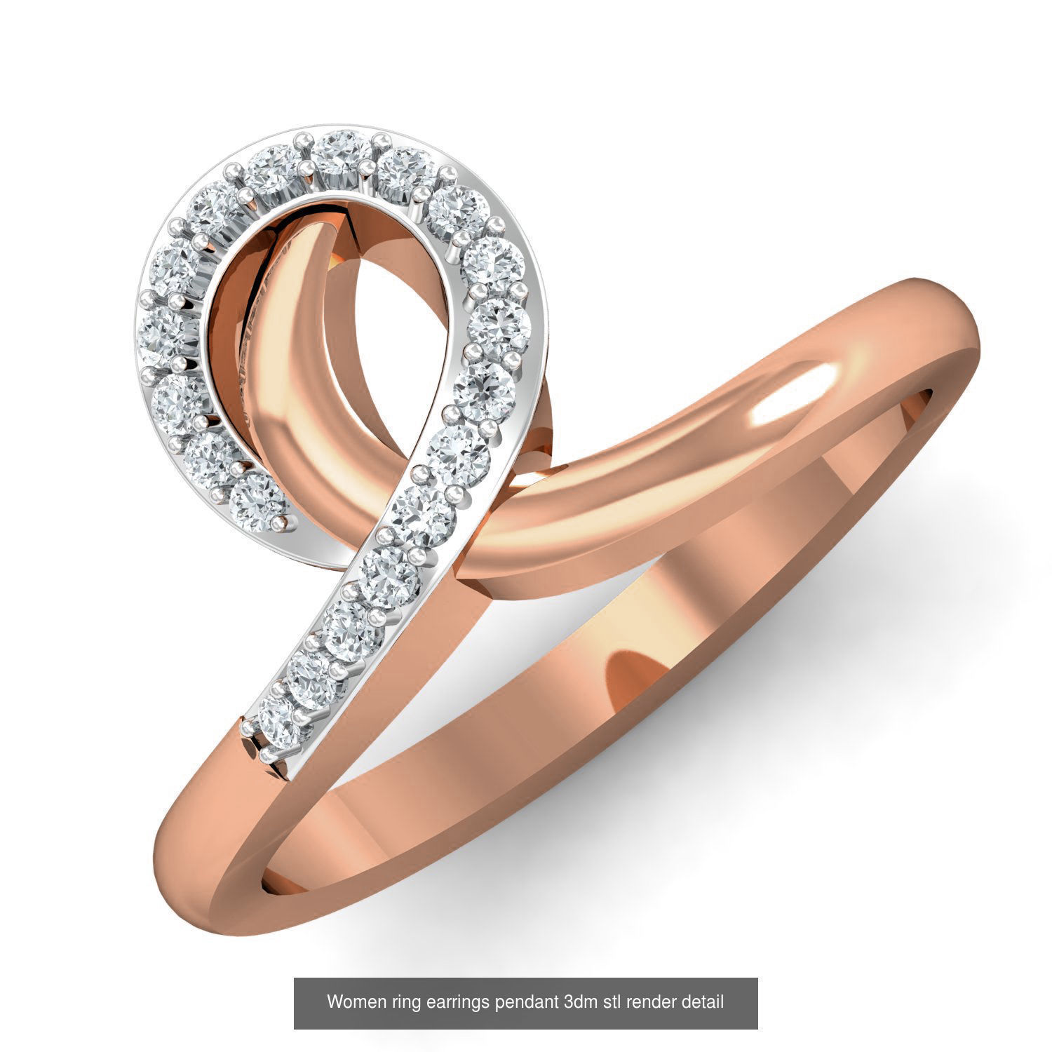 164 Women ring earrings pendant 3dm stl render detail  3D Model Collection_108