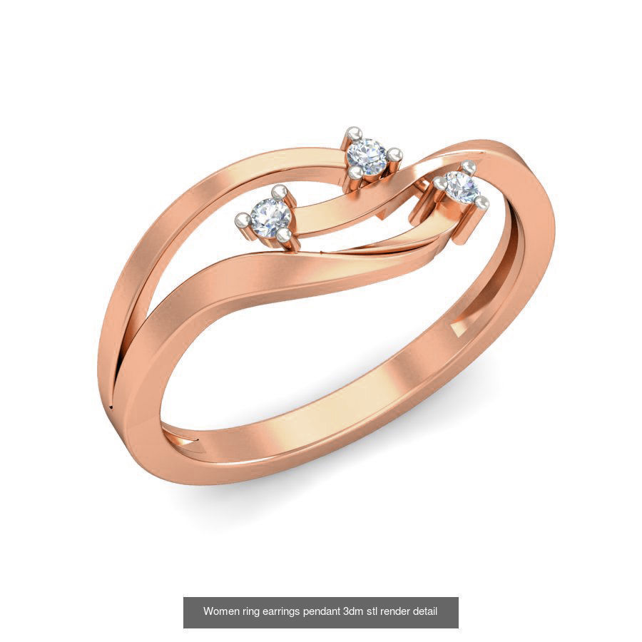 164 Women ring earrings pendant 3dm stl render detail  3D Model Collection_155