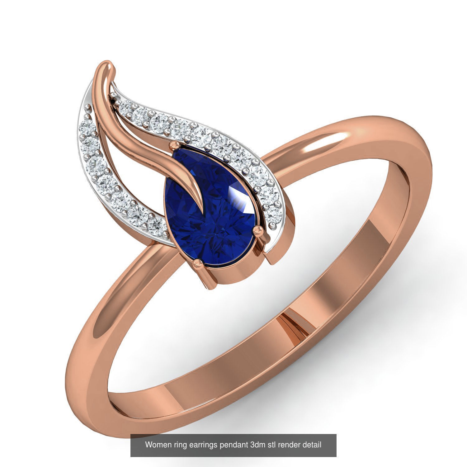 164 Women ring earrings pendant 3dm stl render detail  3D Model Collection_2