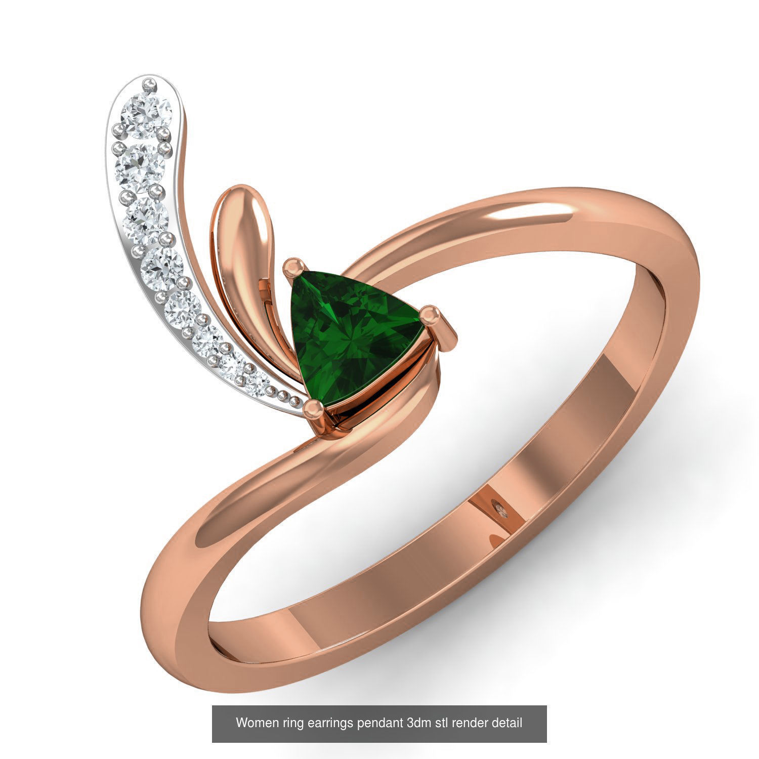 164 Women ring earrings pendant 3dm stl render detail  3D Model Collection_6