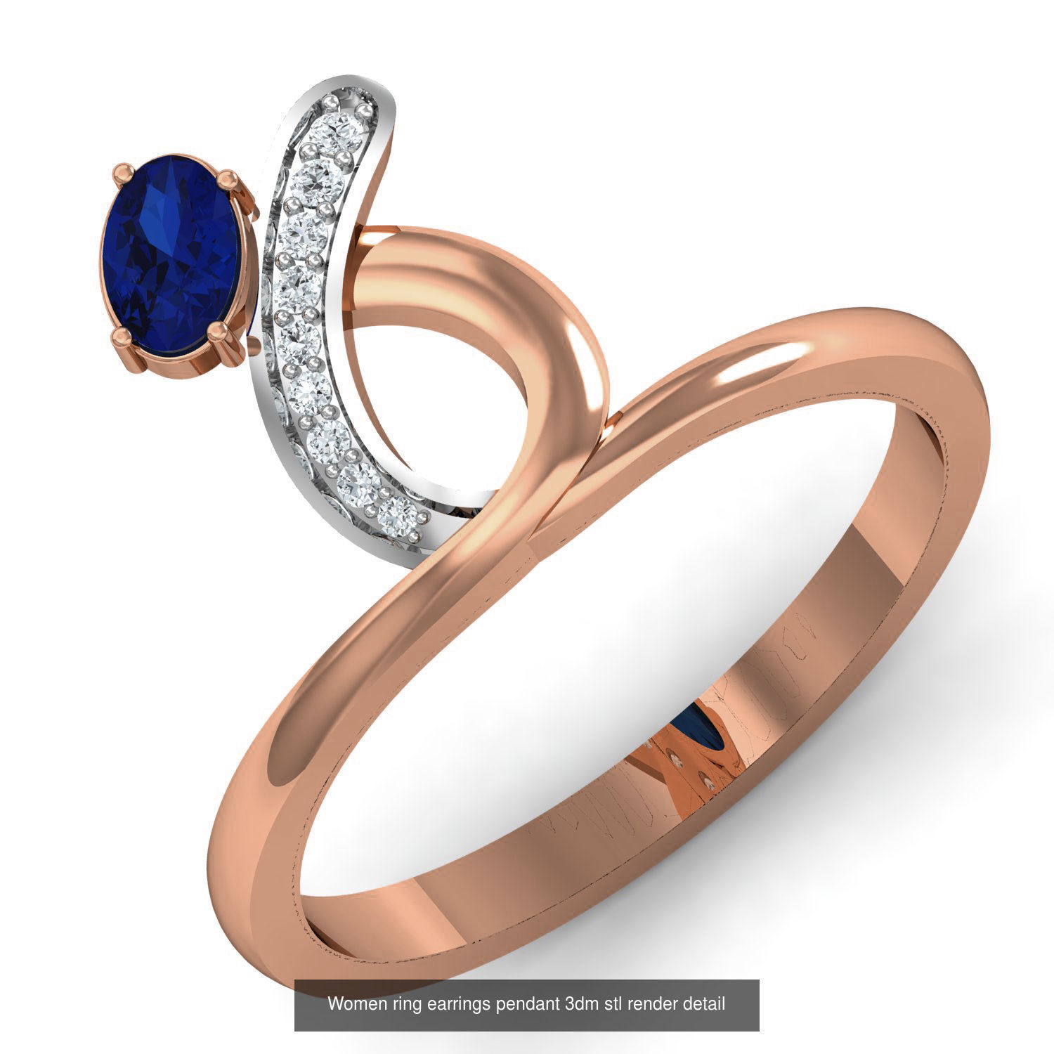 164 Women ring earrings pendant 3dm stl render detail  3D Model Collection_9