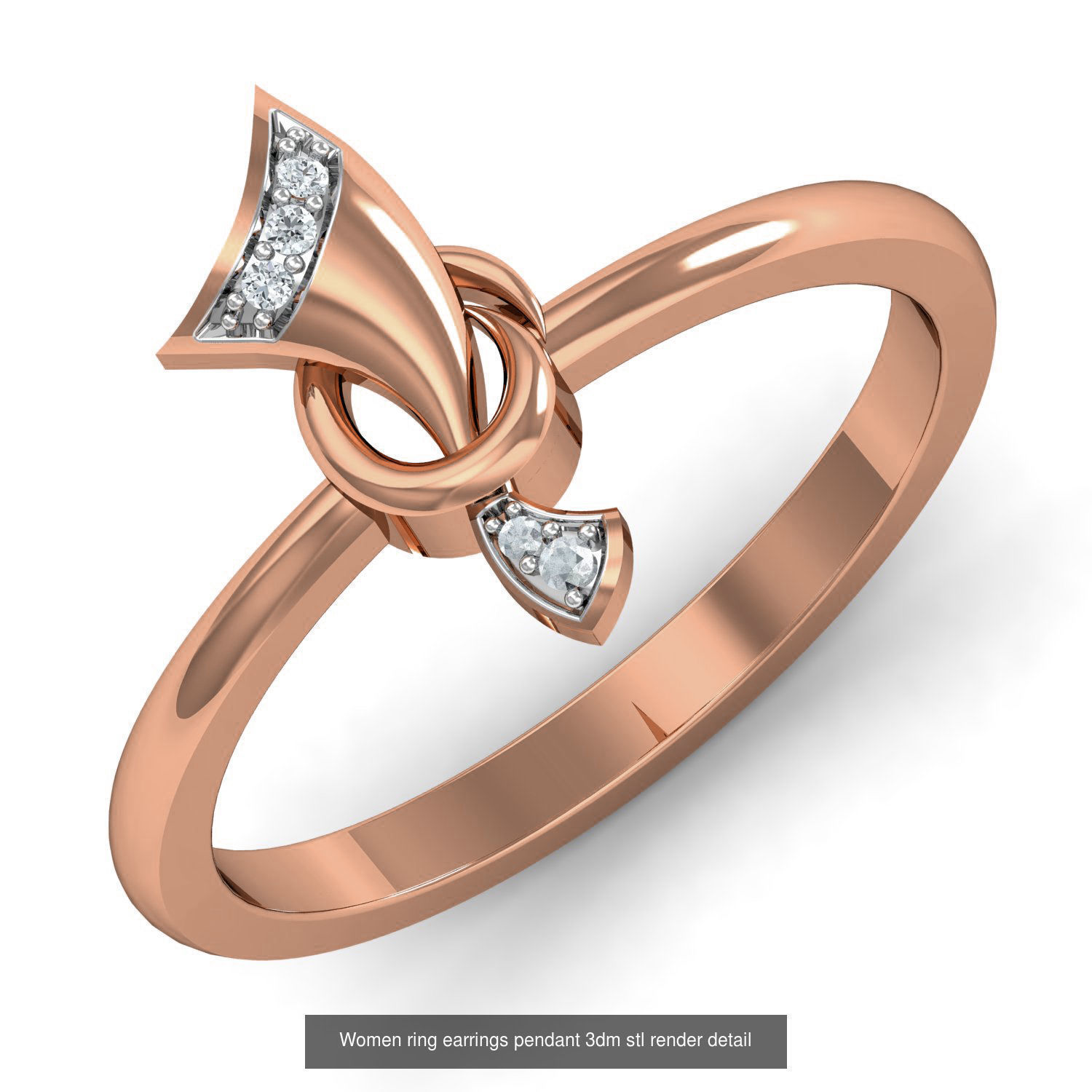 164 Women ring earrings pendant 3dm stl render detail  3D Model Collection_46