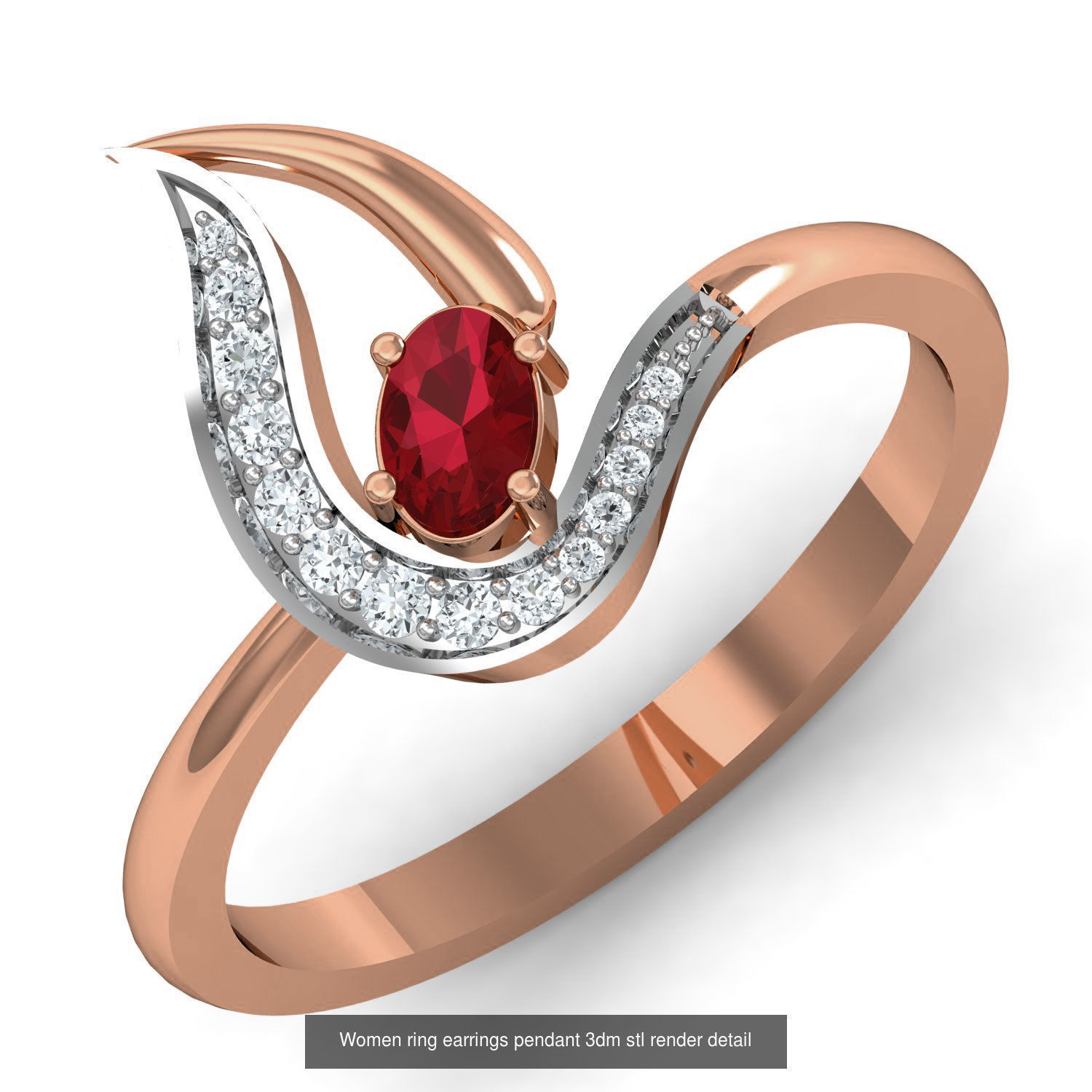 164 Women ring earrings pendant 3dm stl render detail  3D Model Collection_7