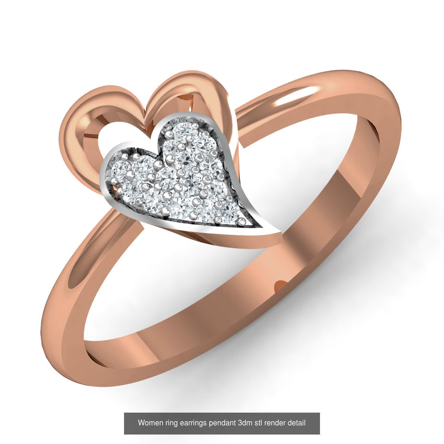 164 Women ring earrings pendant 3dm stl render detail  3D Model Collection_10