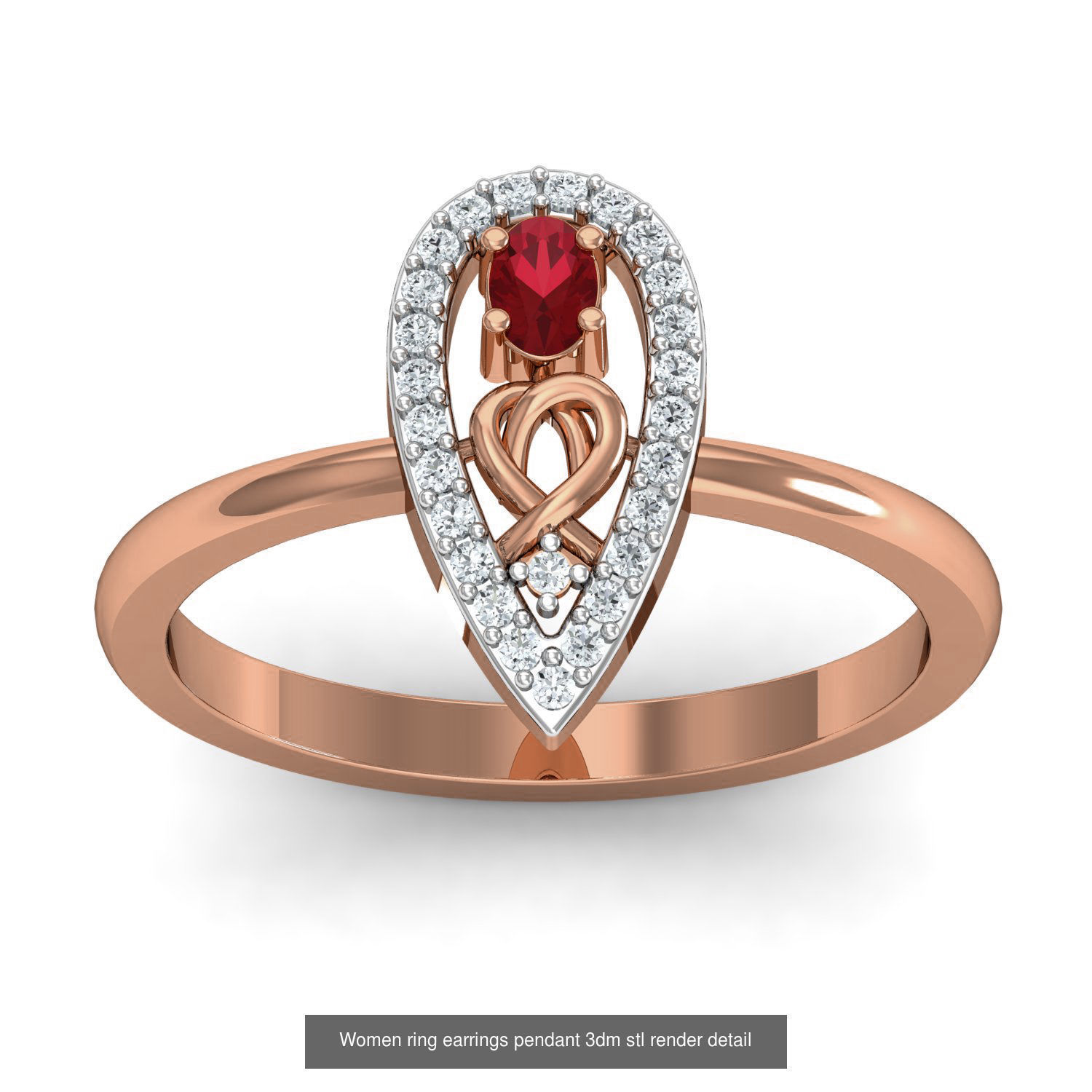 164 Women ring earrings pendant 3dm stl render detail  3D Model Collection_28