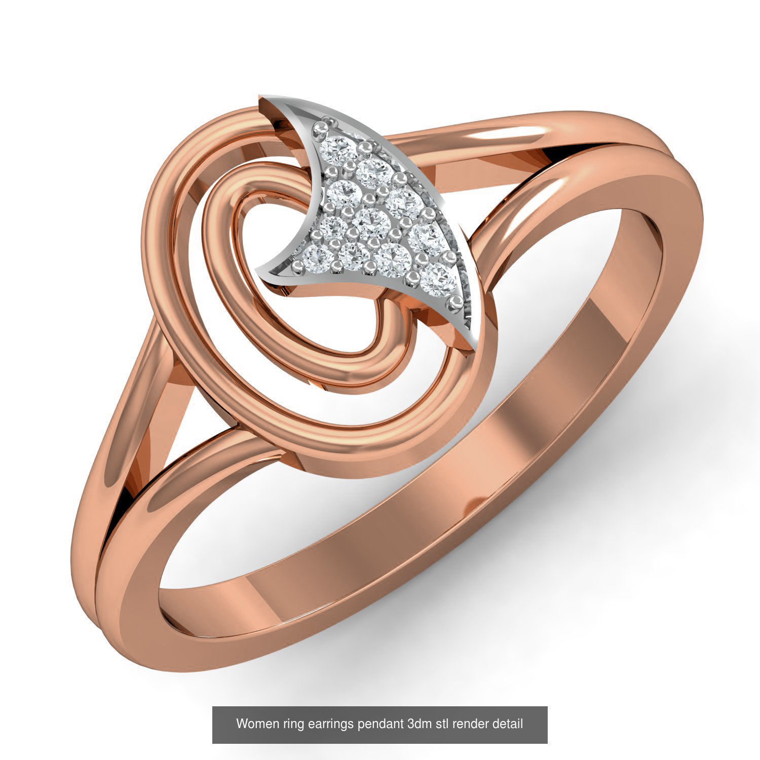 164 Women ring earrings pendant 3dm stl render detail  3D Model Collection_15