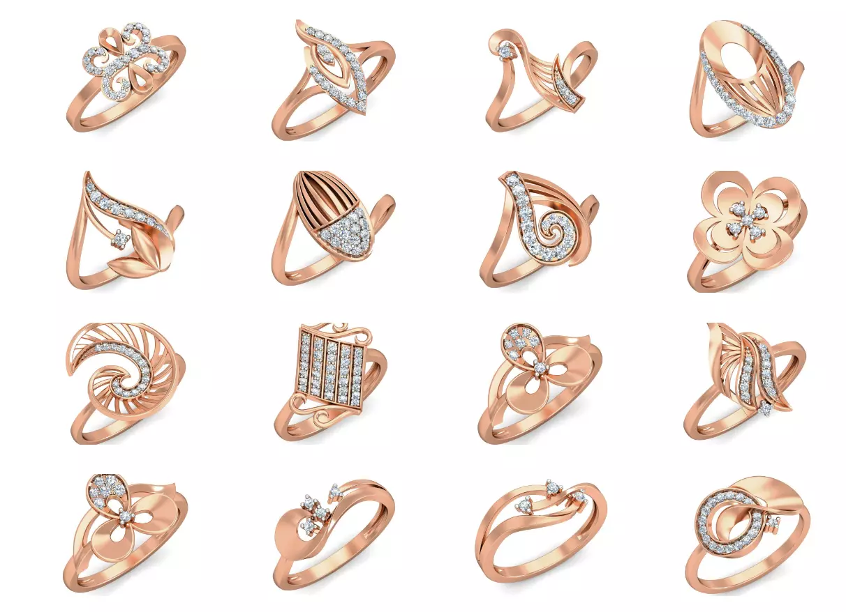 164 Women ring earrings pendant 3dm stl render detail  3D Model Collection_0