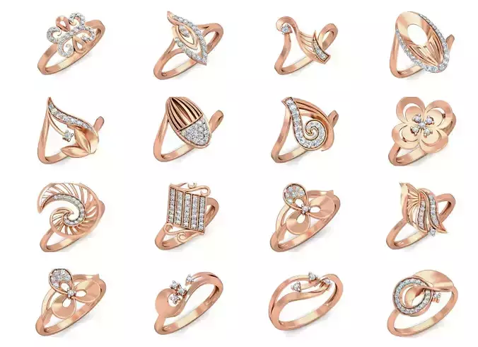 164 Women ring earrings pendant 3dm stl render detail  3D Model Collection