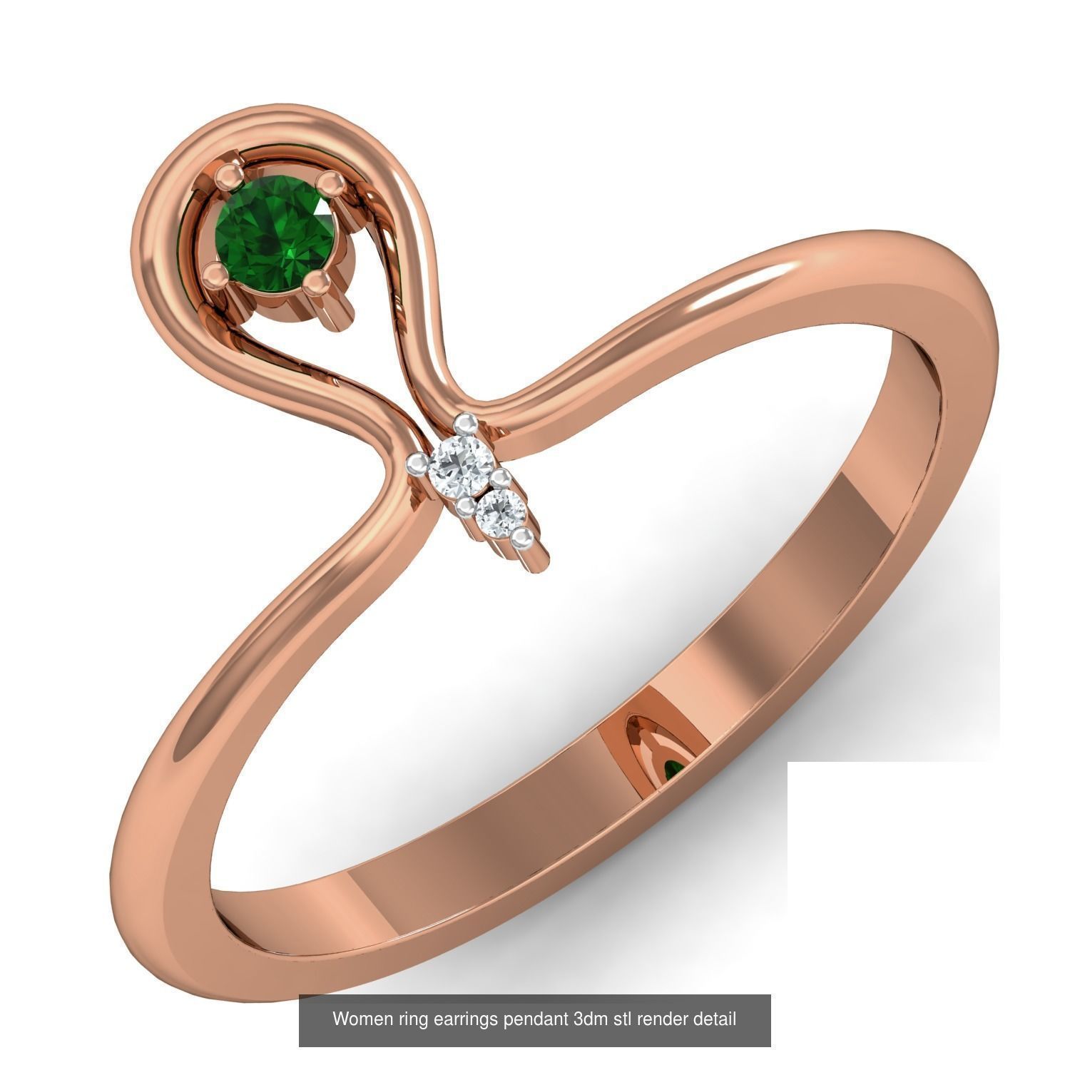 164 Women ring earrings pendant 3dm stl render detail  3D Model Collection_56