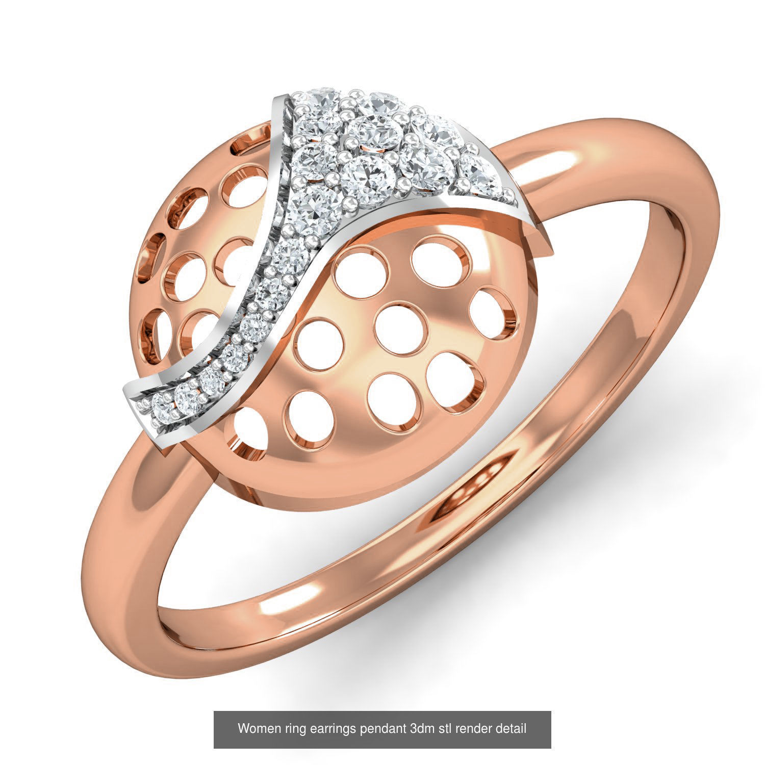 164 Women ring earrings pendant 3dm stl render detail  3D Model Collection_90