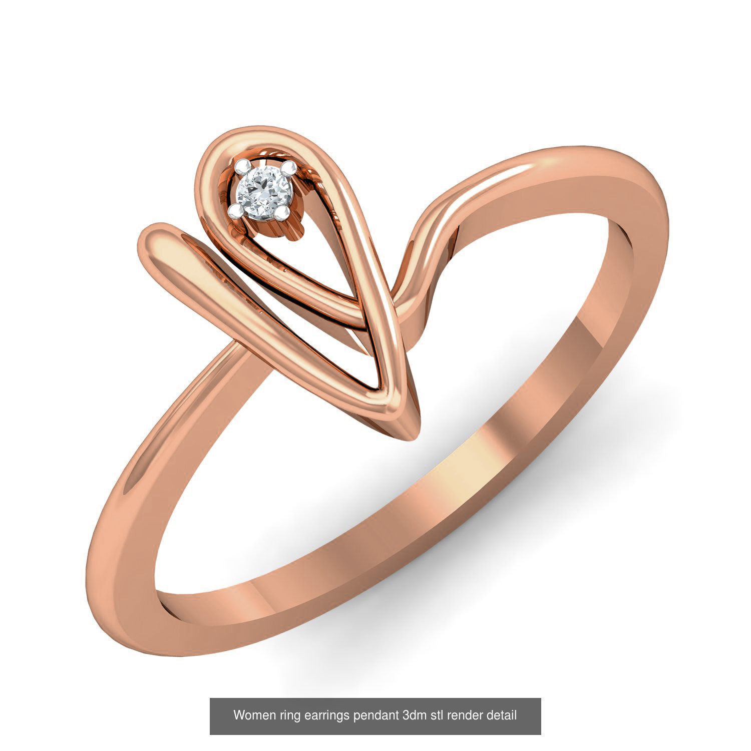 164 Women ring earrings pendant 3dm stl render detail  3D Model Collection_125