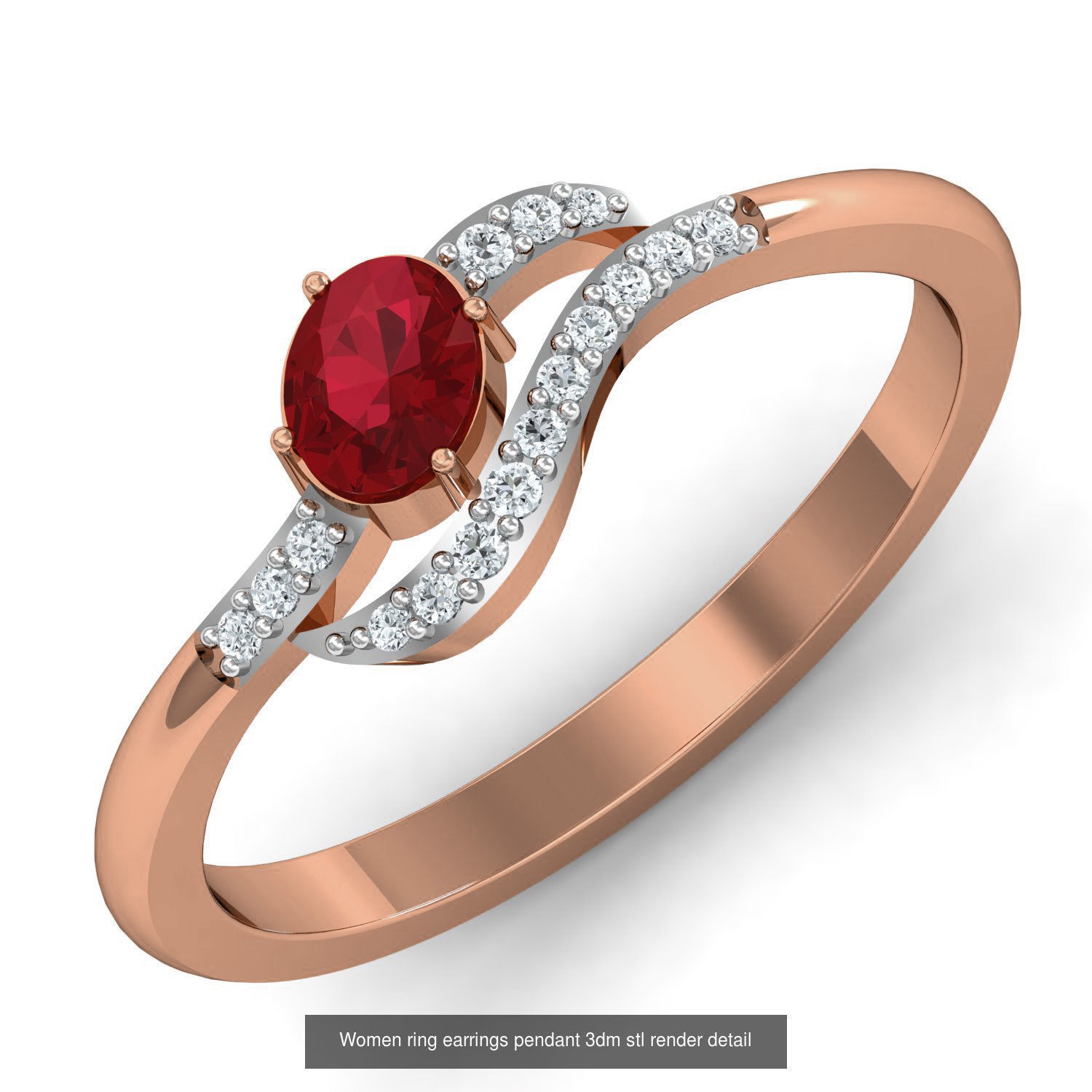 164 Women ring earrings pendant 3dm stl render detail  3D Model Collection_3