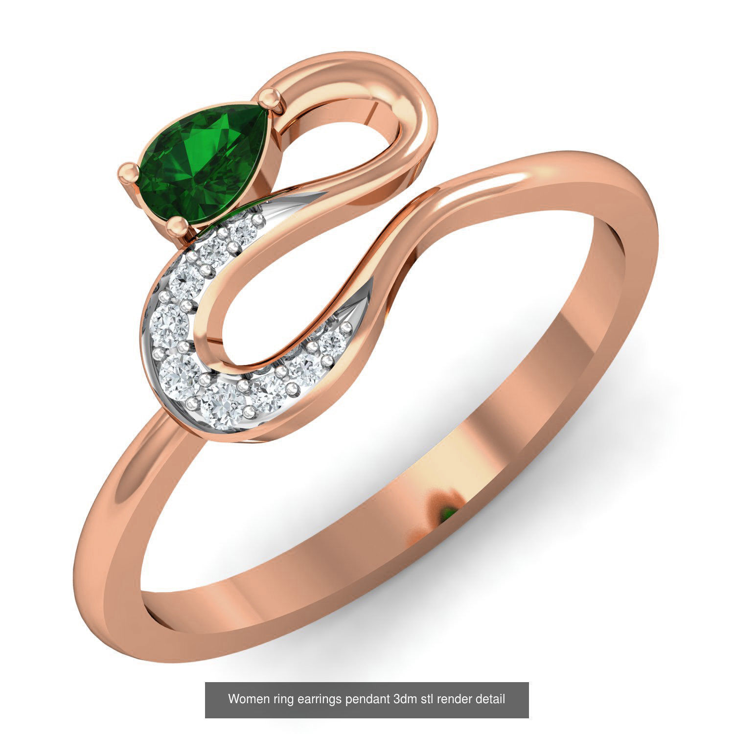 164 Women ring earrings pendant 3dm stl render detail  3D Model Collection_73