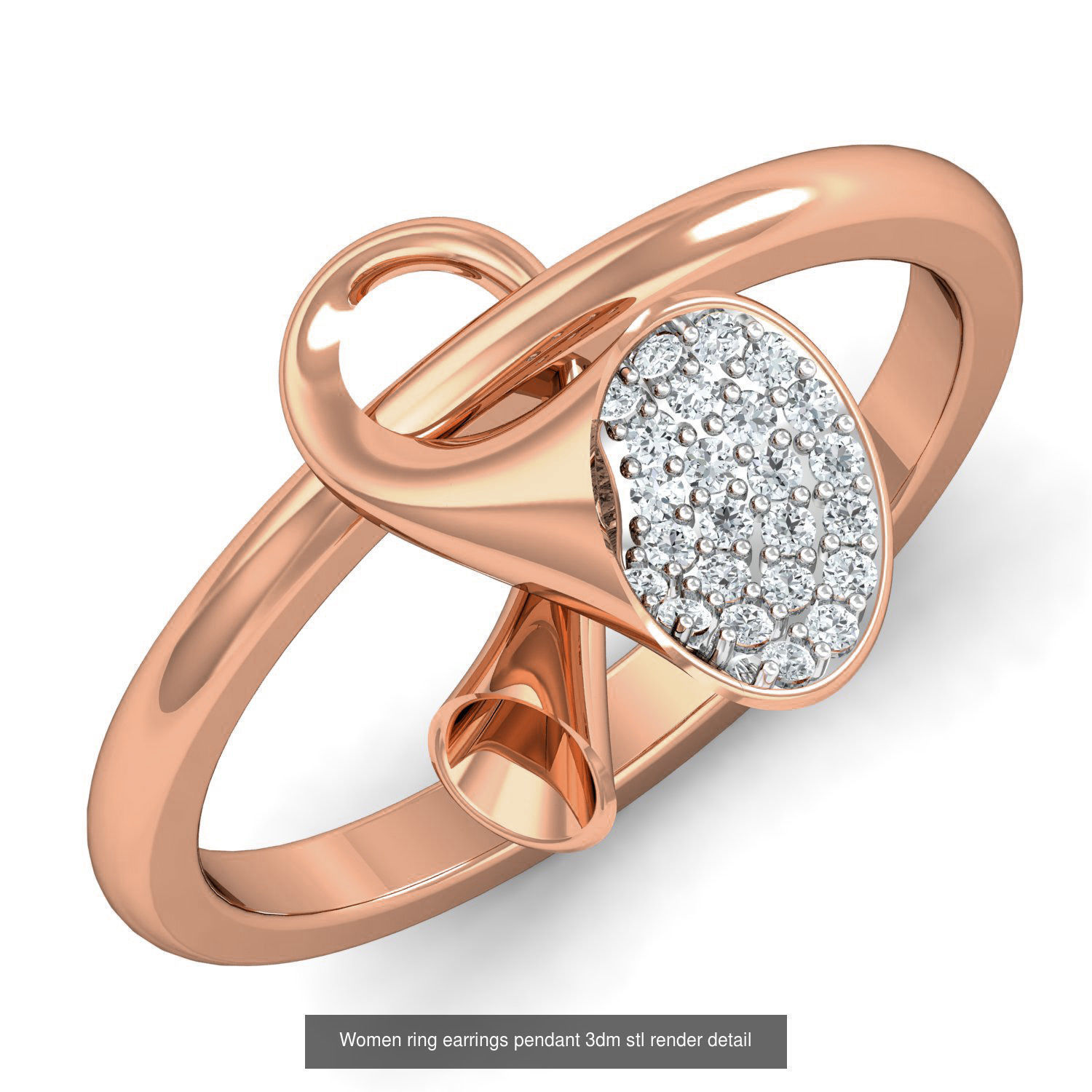 164 Women ring earrings pendant 3dm stl render detail  3D Model Collection_114