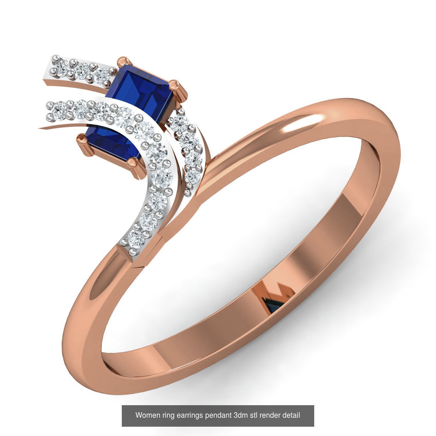 164 Women ring earrings pendant 3dm stl render detail  3D Model Collection_4