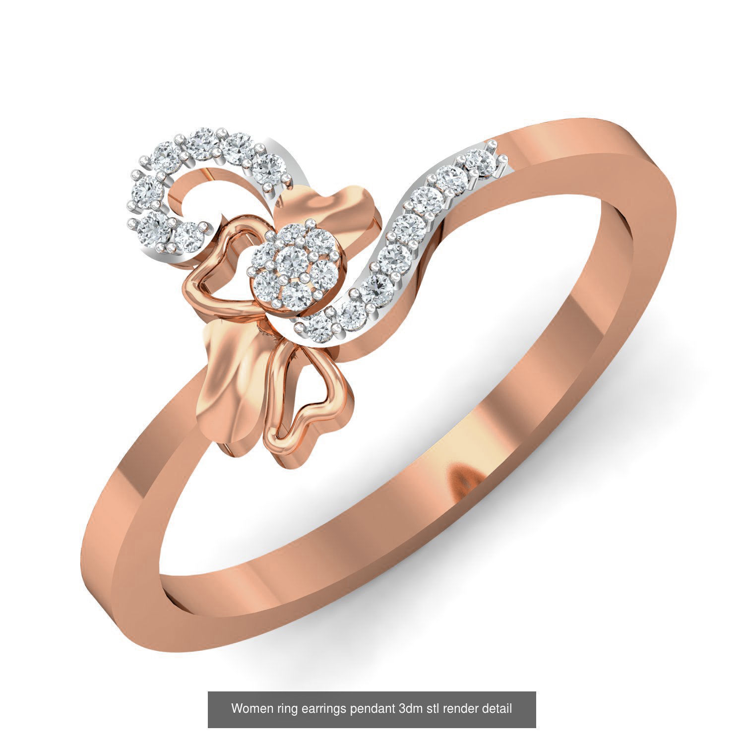 164 Women ring earrings pendant 3dm stl render detail  3D Model Collection_104