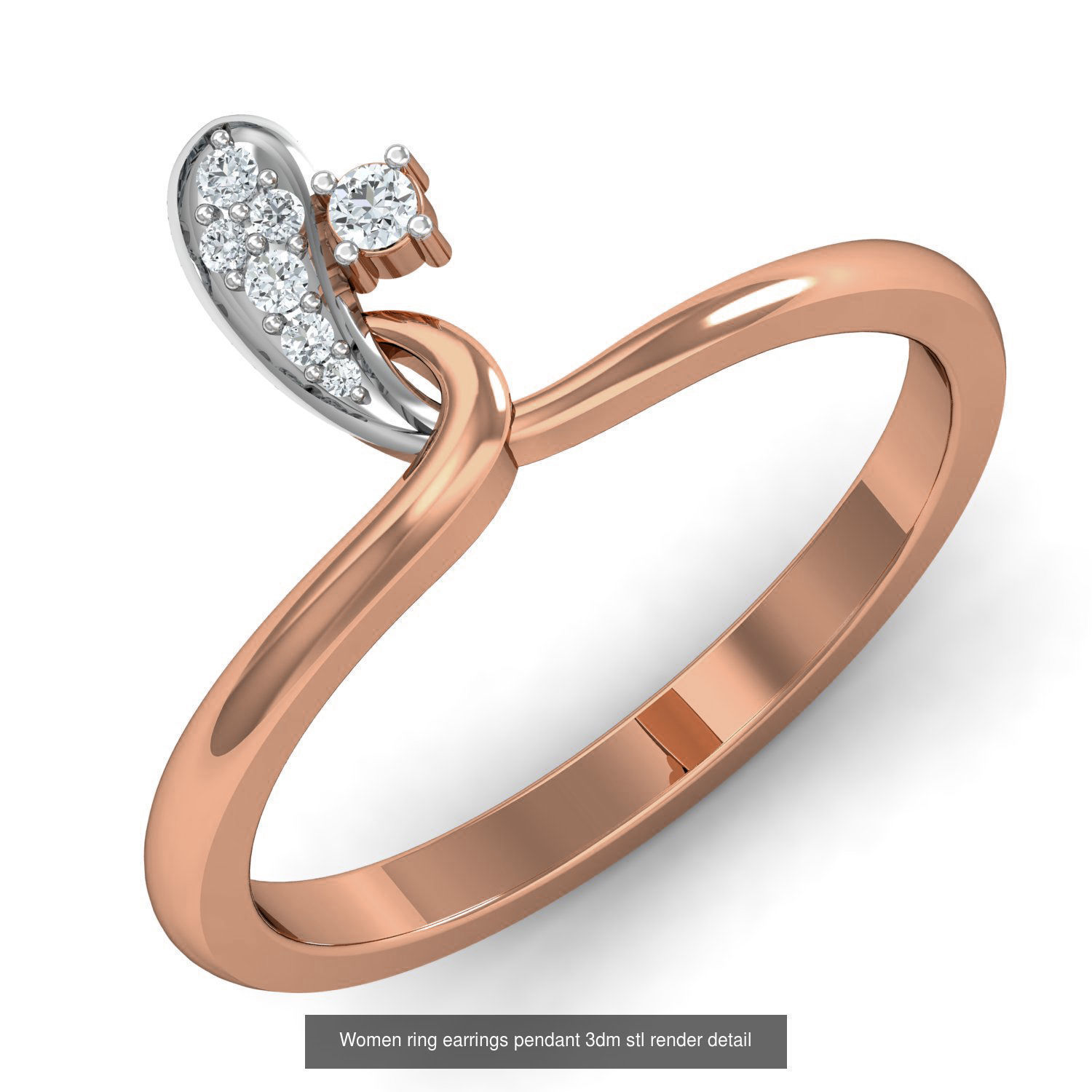 164 Women ring earrings pendant 3dm stl render detail  3D Model Collection_40