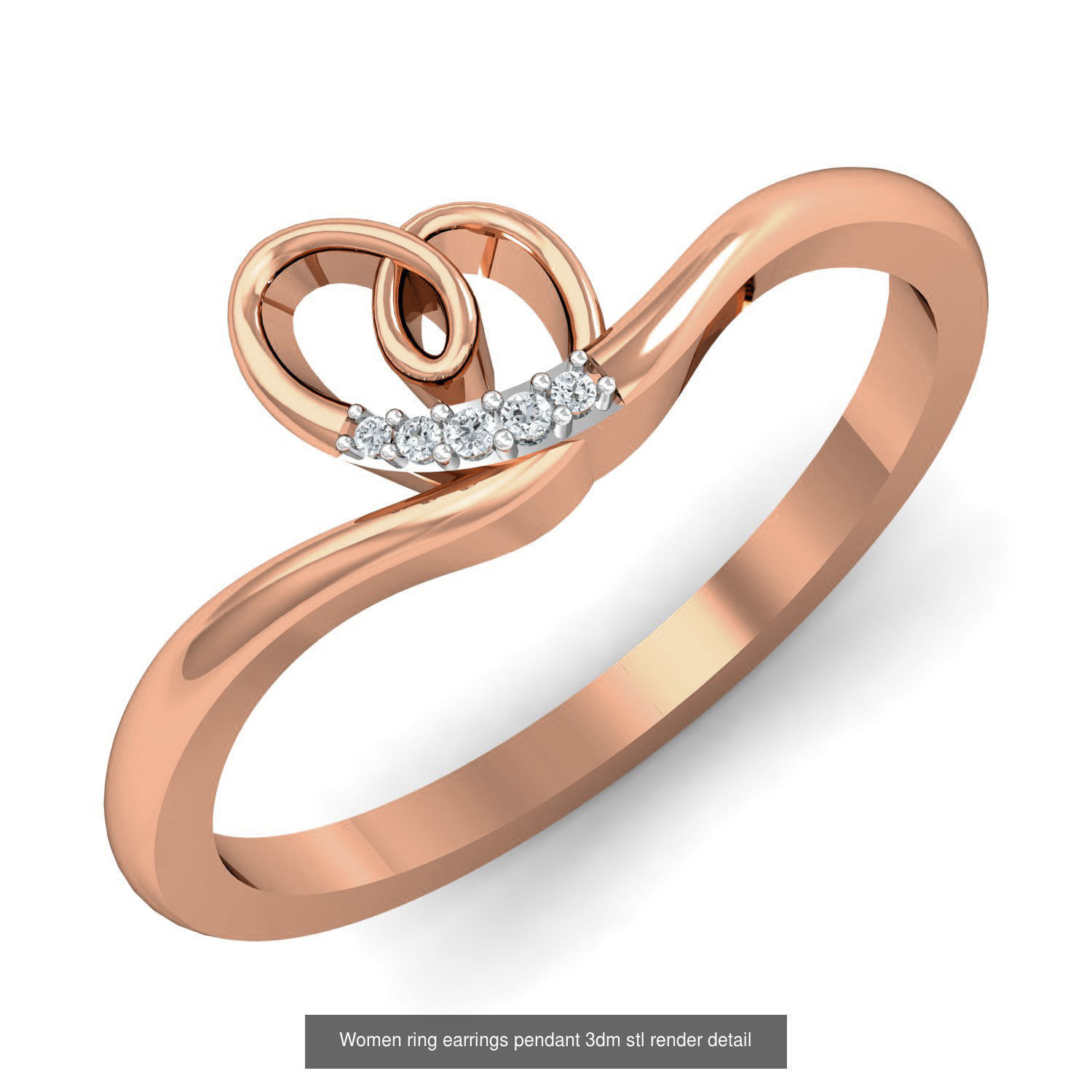 164 Women ring earrings pendant 3dm stl render detail  3D Model Collection_124