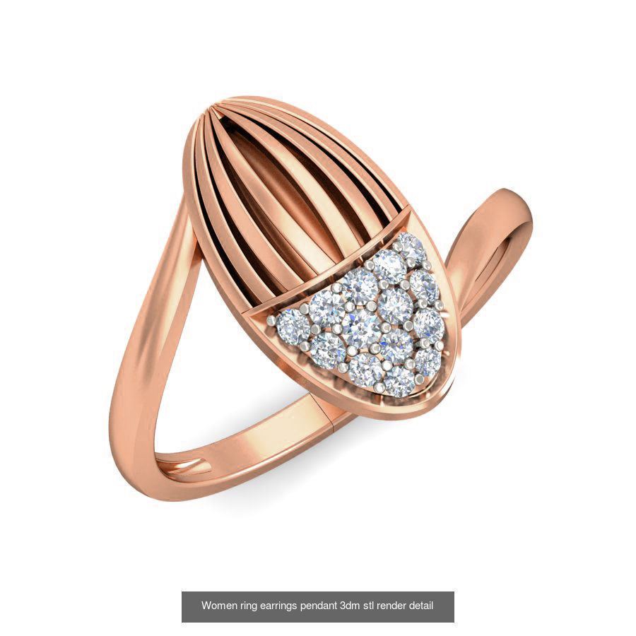 164 Women ring earrings pendant 3dm stl render detail  3D Model Collection_146