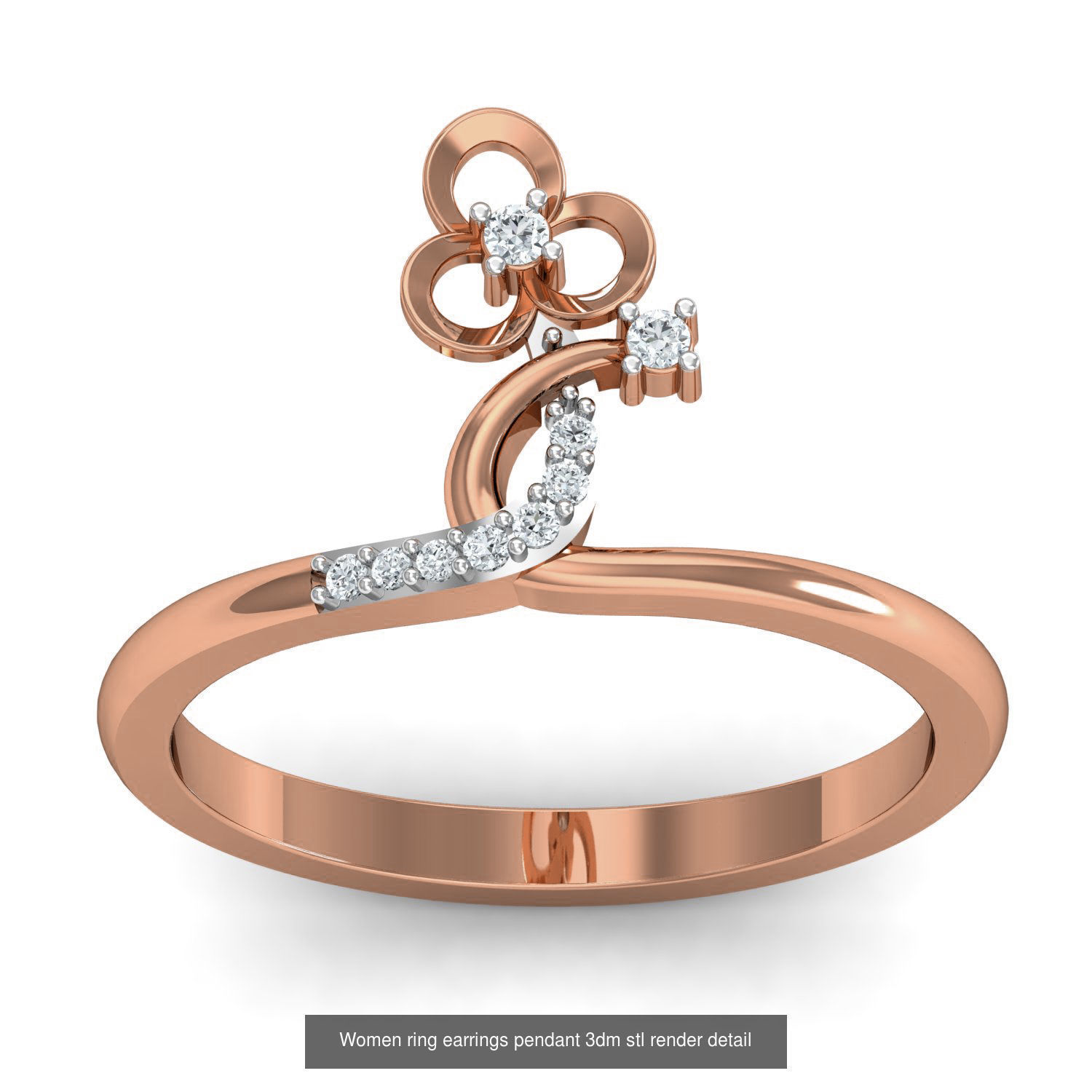 164 Women ring earrings pendant 3dm stl render detail  3D Model Collection_41