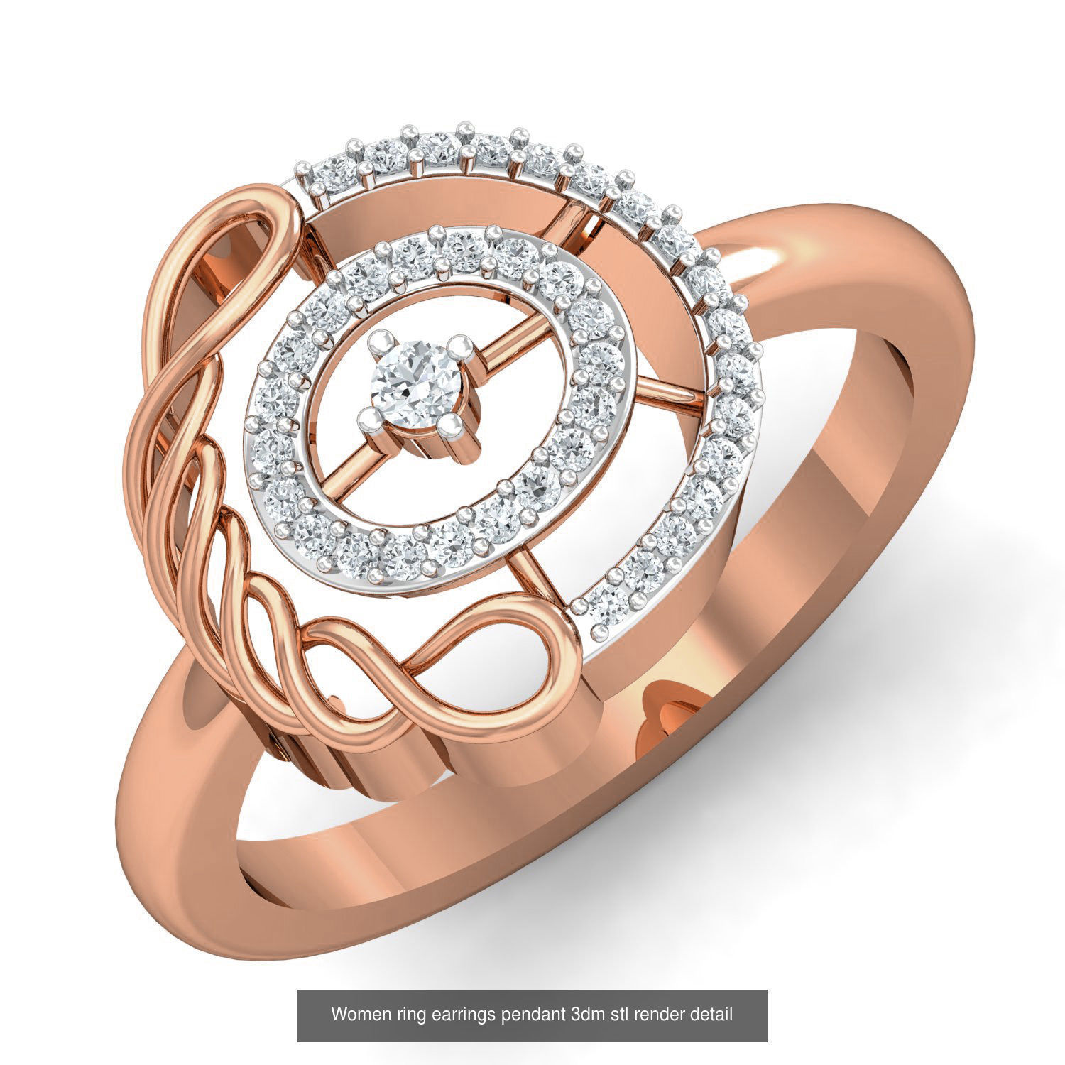 164 Women ring earrings pendant 3dm stl render detail  3D Model Collection_122