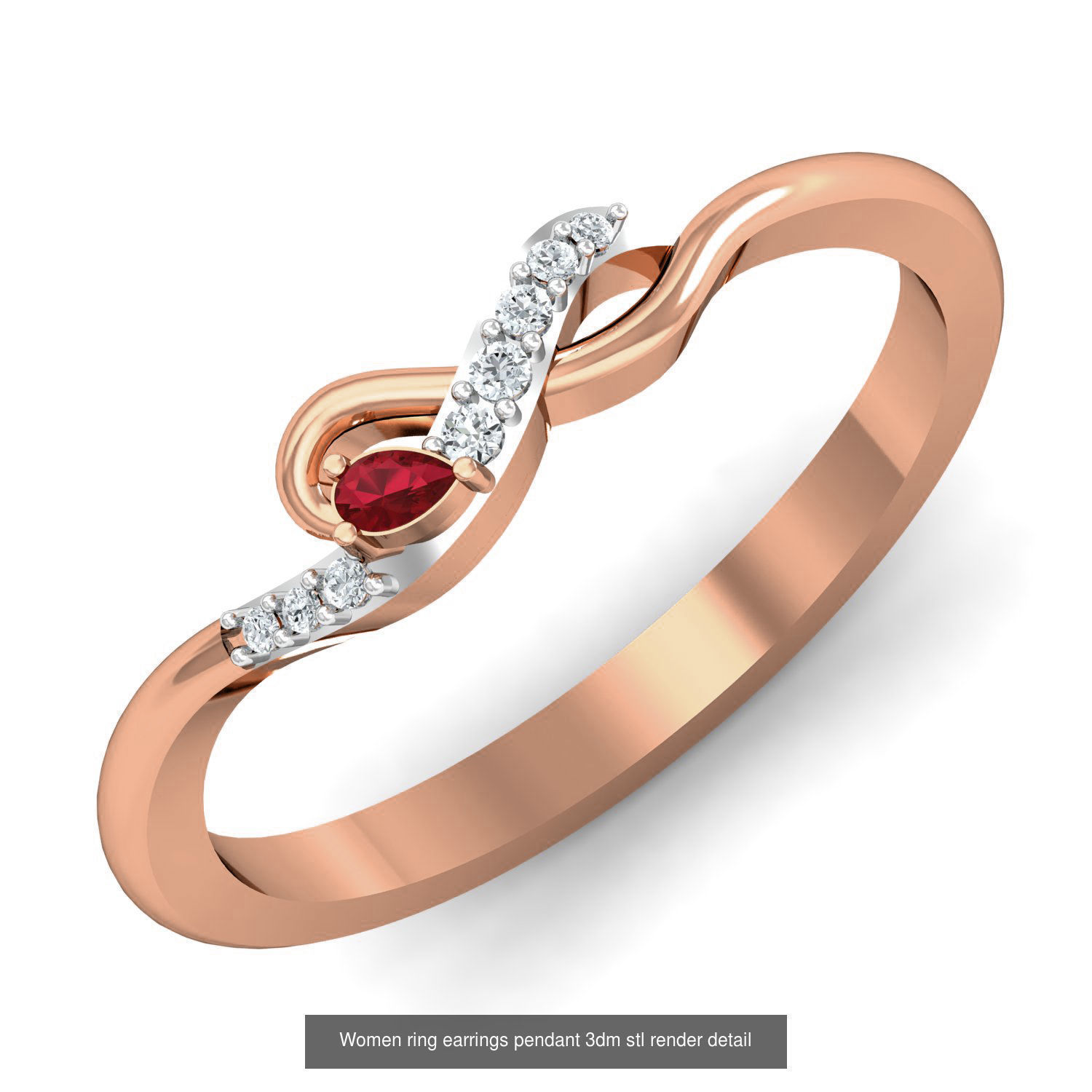 164 Women ring earrings pendant 3dm stl render detail  3D Model Collection_85