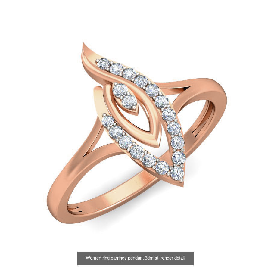 164 Women ring earrings pendant 3dm stl render detail  3D Model Collection_142