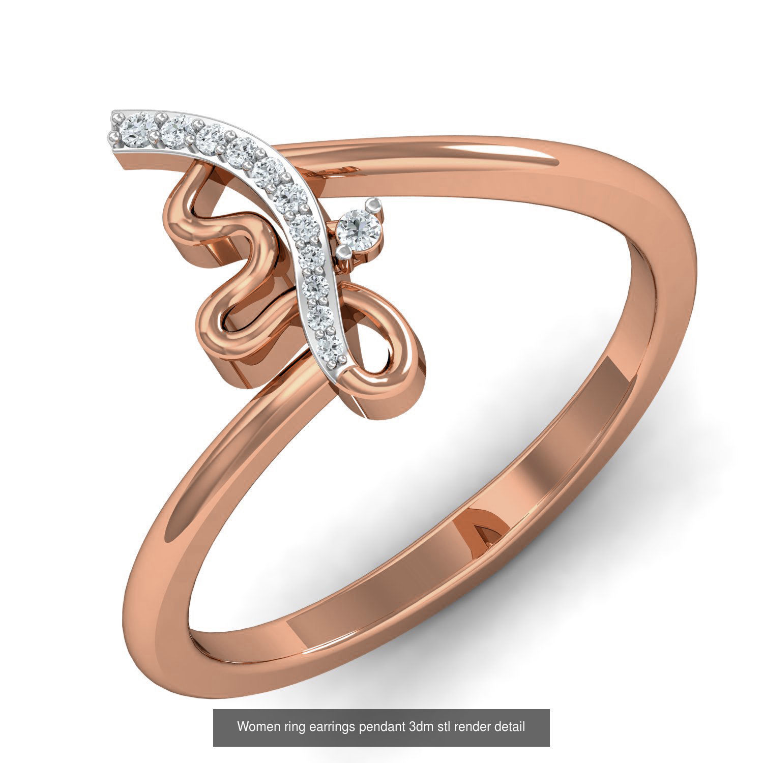 164 Women ring earrings pendant 3dm stl render detail  3D Model Collection_16