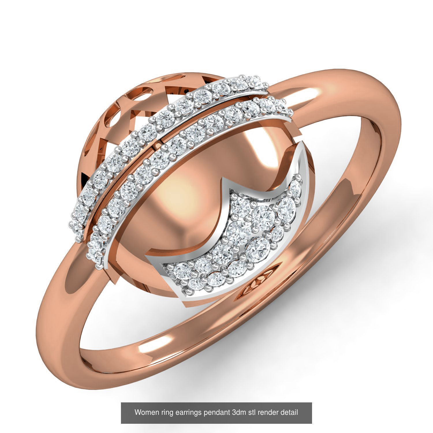 164 Women ring earrings pendant 3dm stl render detail  3D Model Collection_62