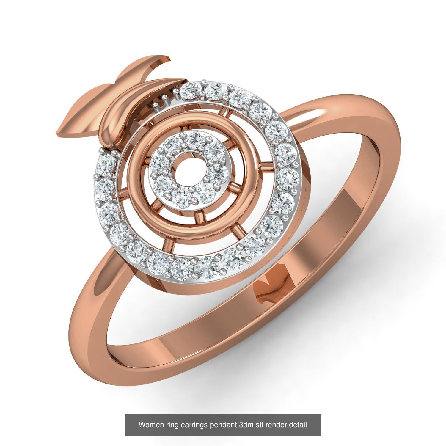164 Women ring earrings pendant 3dm stl render detail  3D Model Collection_43