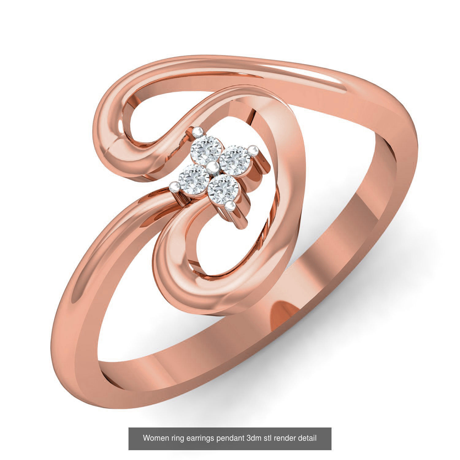 164 Women ring earrings pendant 3dm stl render detail  3D Model Collection_118