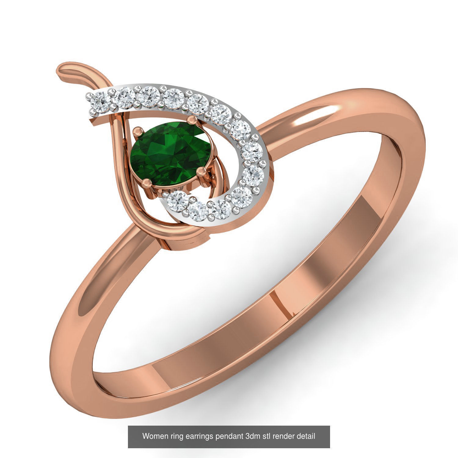 164 Women ring earrings pendant 3dm stl render detail  3D Model Collection_33