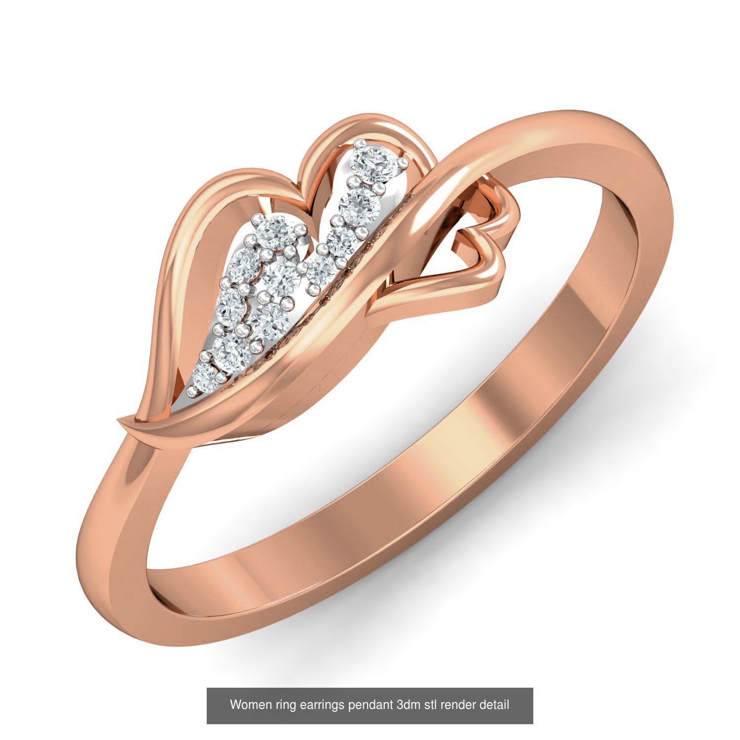 164 Women ring earrings pendant 3dm stl render detail  3D Model Collection_98