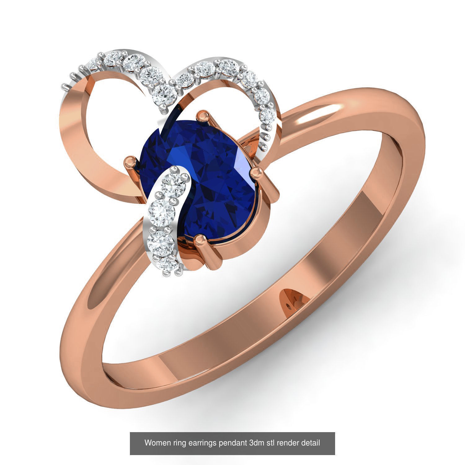 164 Women ring earrings pendant 3dm stl render detail  3D Model Collection_48