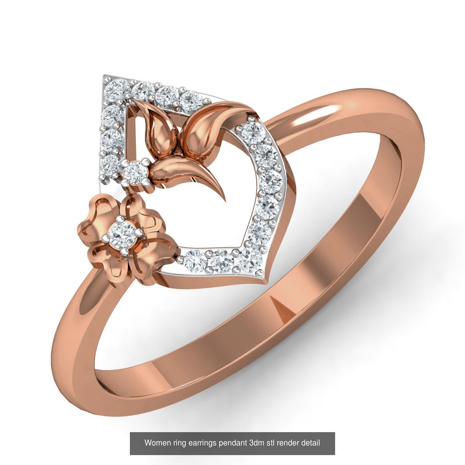 164 Women ring earrings pendant 3dm stl render detail  3D Model Collection_22