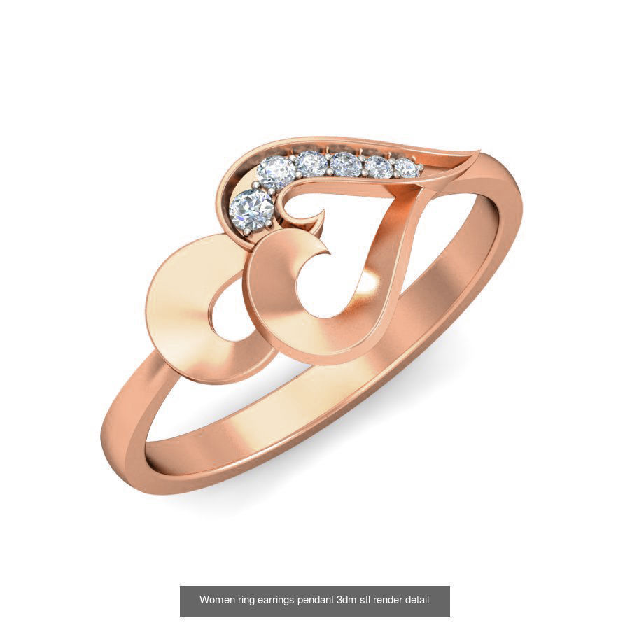 164 Women ring earrings pendant 3dm stl render detail  3D Model Collection_160